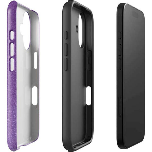 Purple Glitter Musical Heart iPhone 16 Plus Impact Case